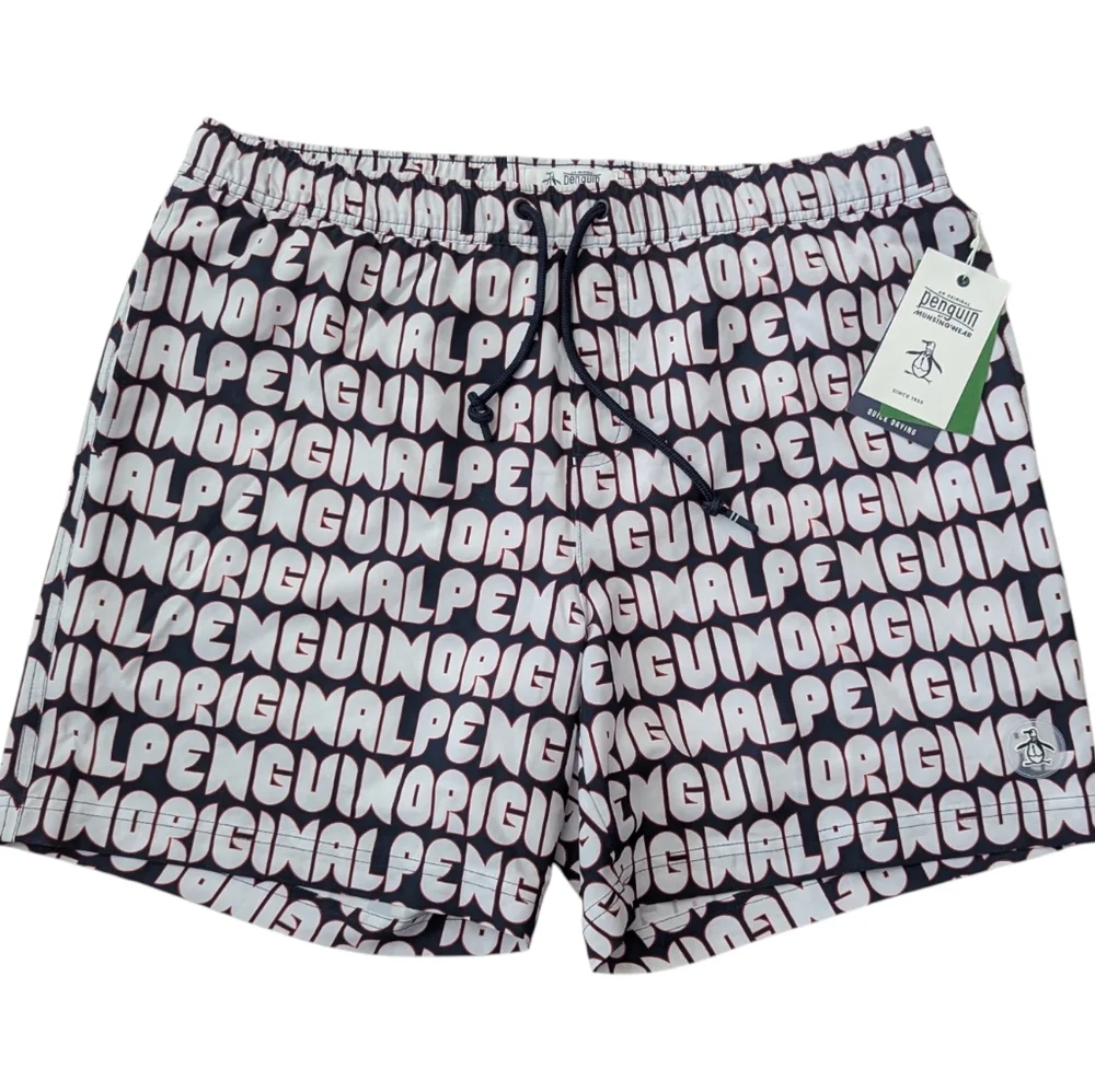 ORIGINAL PENGUIN All Over Print Volley Swim Trunk Dark Sapphire Size XL NWT